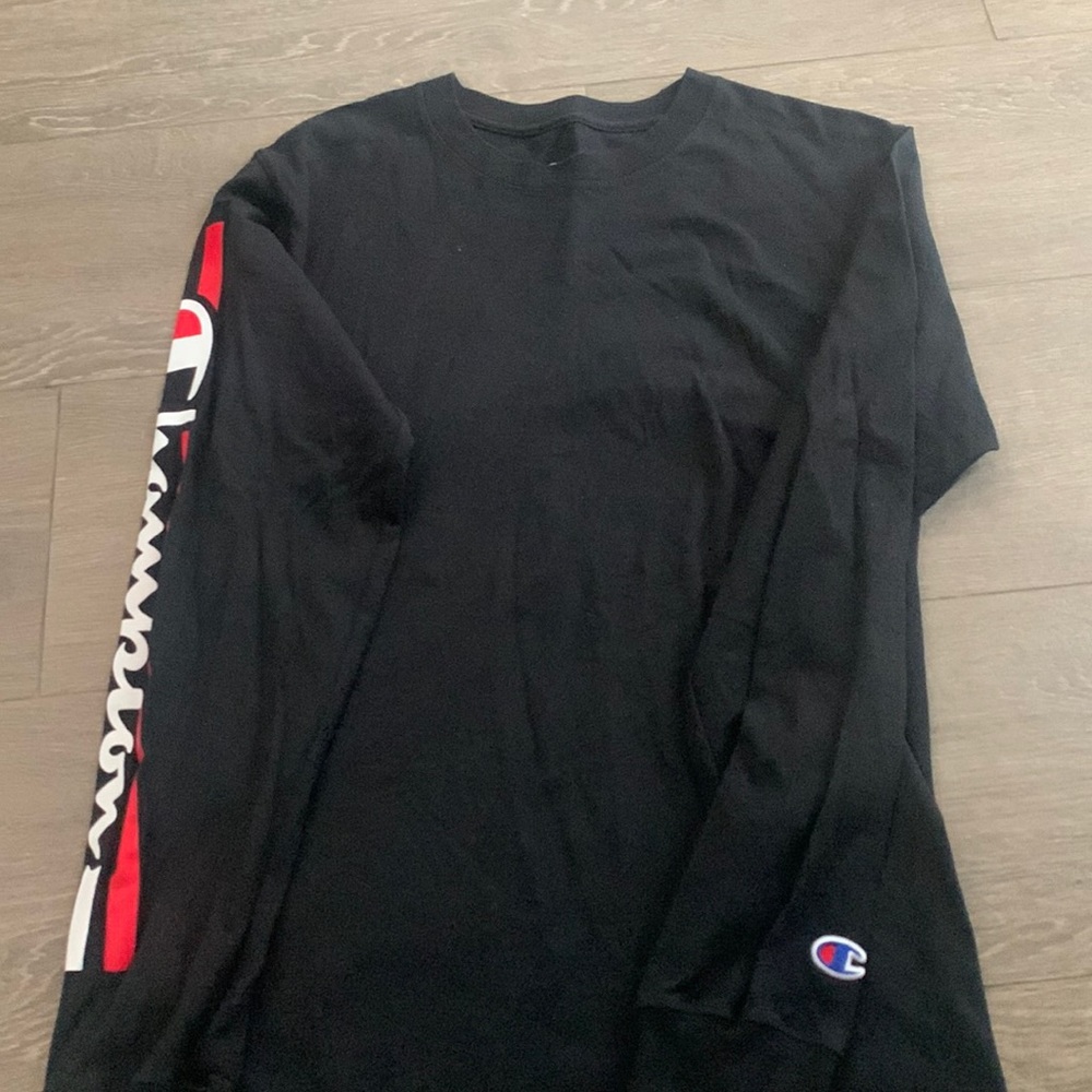 Big boys size small black champion long sleeve tee. Like new